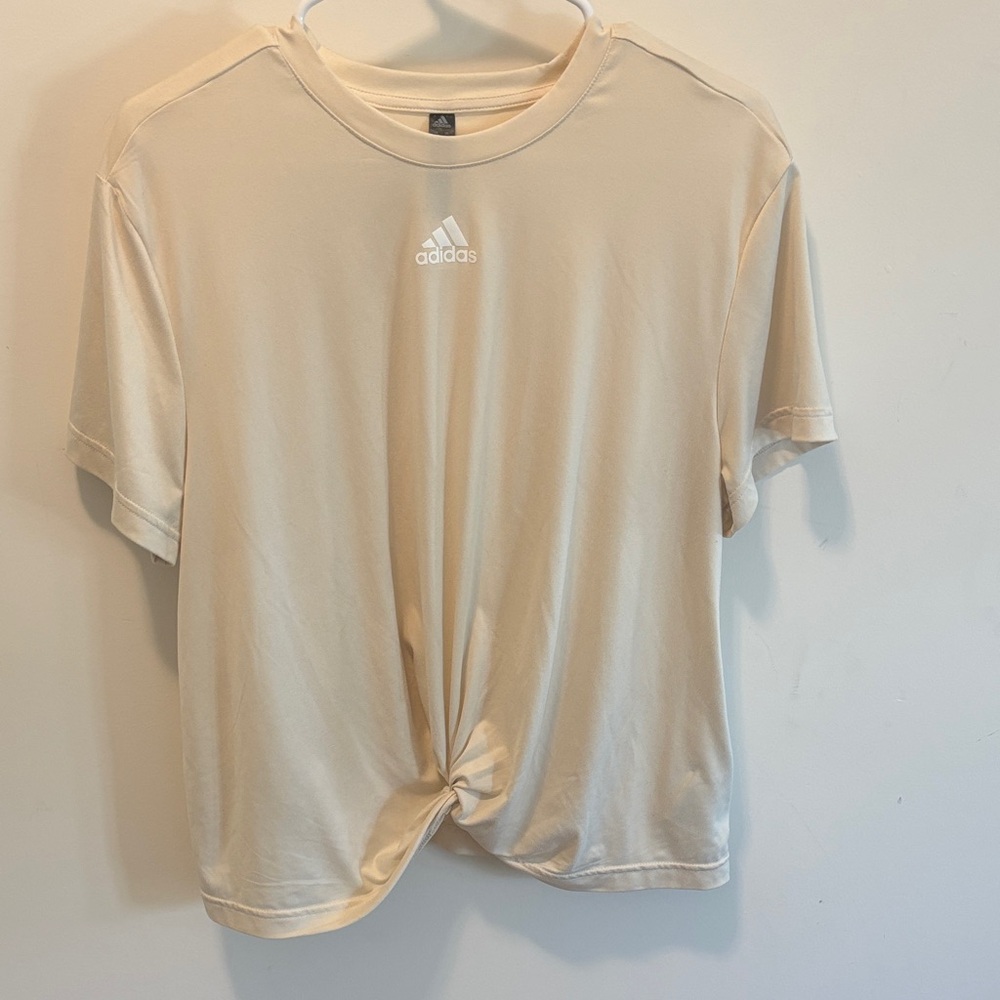 Adidas Cream T-Shirt with Front Twist